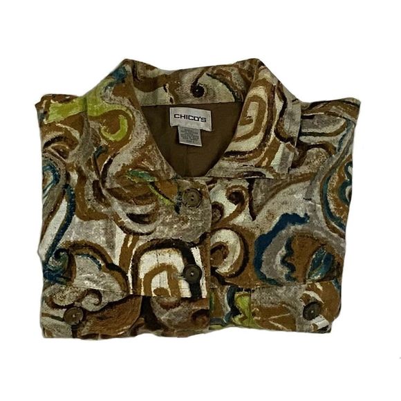 Chicos Long Sleeve Pockets Jacket Boho Size 2 - Picture 4 of 5